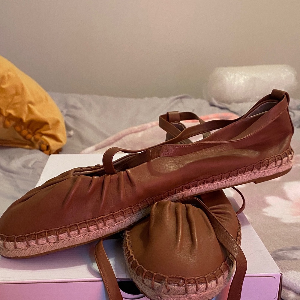 Ralph Lauren Tan Leather Espadrilles
